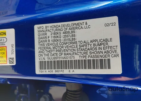 2022 Acura Tlx Tech A из США, поврежденный, VIN 19UUB5F51NA001575